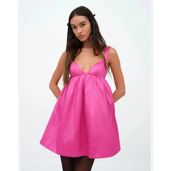 strapless open back dress Blue/Pink Tulle Long Ball Gown A Line Evening Dress nv594 – NiceVestidos main image 1